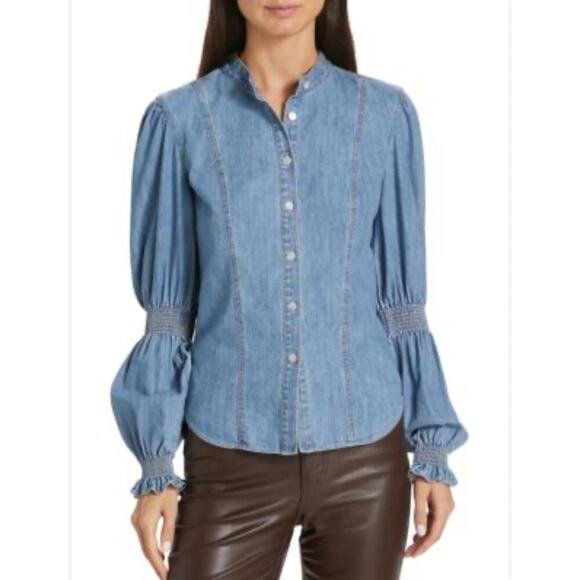 Veronica Beard Tops - VERONICA BEARD Dalton Puff Sleeve Denim Shirt, size 2
